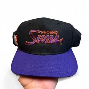 Vintage Sports Specialties Script Phoenix Suns SnapBack Hat NBA Black Wool Cap